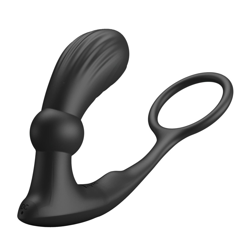 Pierścień na członka Warren Black z wtyczką analną - 12 trybów wibracji i pulsacji, 10,1 × 17 cm - 5