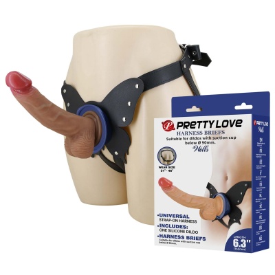 Zestaw strap-on Wells 16 cm: silikonowe dildo z systemem push-and-play - 1