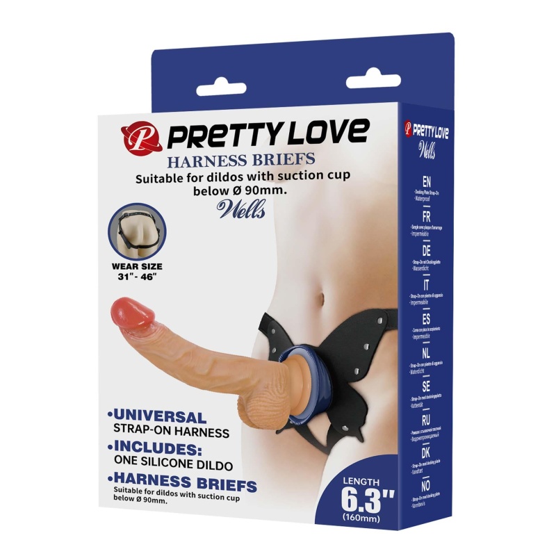 Zestaw strap-on Wells 16 cm: silikonowe dildo z systemem push-and-play - 11