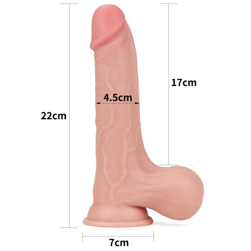 Sliding Skin Dual Layer Dong 21,6 cm z jądrami - 2