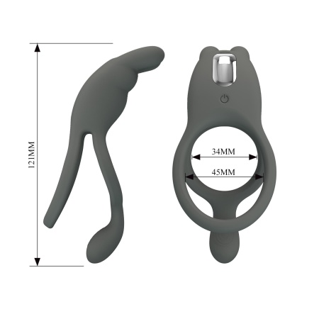 Wibrujący pierścień na penisa MASTER RING dwupierścieniowy 8,5 cm - 8