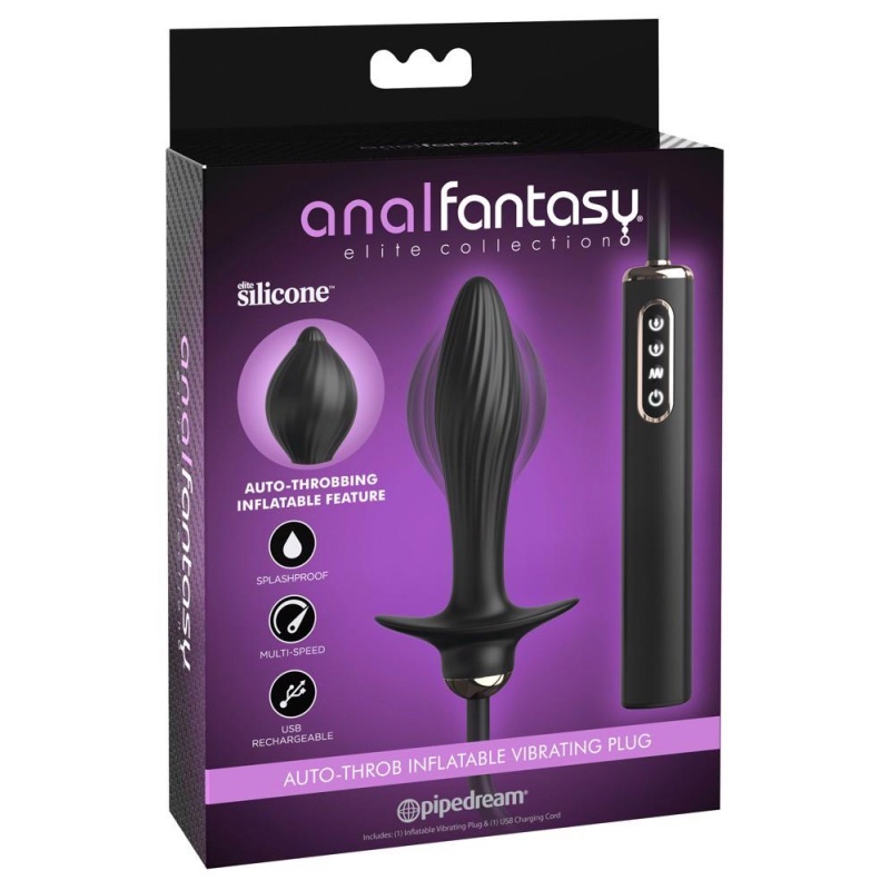 Wibrator analny Auto-Throb Inflatable Plug z automatycznym pompowaniem i 10 trybami wibracji, 13 cm - 1