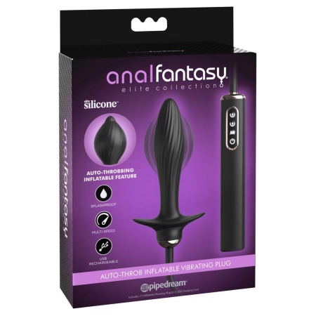 Wibrator analny Auto-Throb Inflatable Plug z automatycznym pompowaniem i 10 trybami wibracji, 13 cm - 1