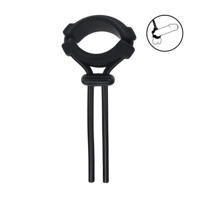 Detachable Wide Adjustable Silicone Lasso Cockring - 5mm - Black - 1 2