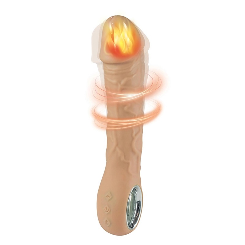 Wibrator klasyczny Fantasy z funkcją grzania do 40°C, 10 trybów wibracji, silikon medyczny, 22 cm - 4