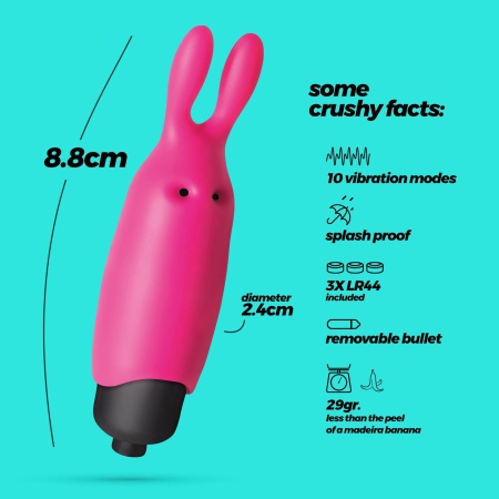 Wibrujący króliczek O-Pet 8,8 cm, różowy - 6
