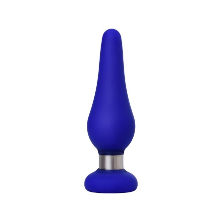 Zatyczka analna ToDo Classic Blue S - kompaktowy profil, szeroka podstawa, silikon i stal polerowana - 2