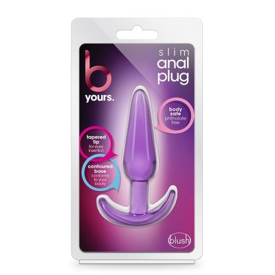 Korek analny B Yours Slim Purple - stożkowy, bezpieczna podstawa, długość całkowita 10,8 cm - 1