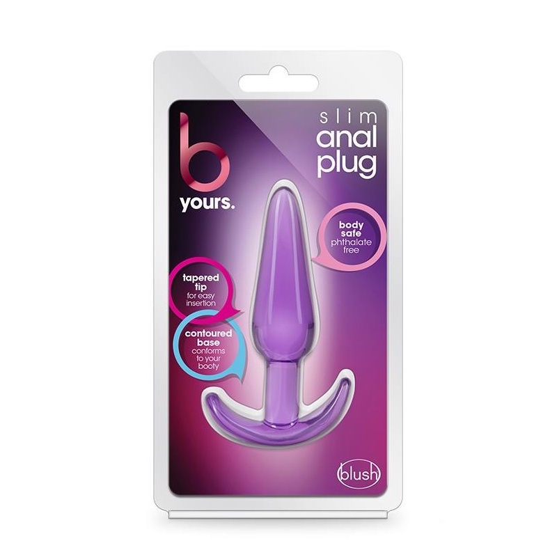 Korek analny B Yours Slim Purple - stożkowy, bezpieczna podstawa, długość całkowita 10,8 cm - 1
