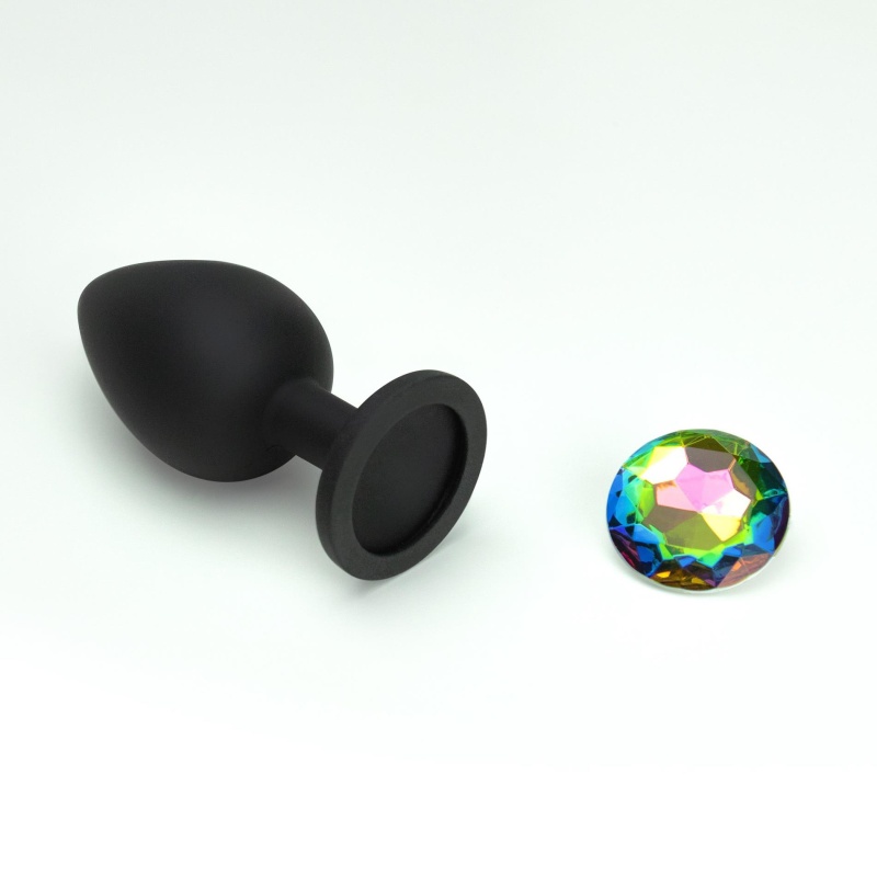 Analny plug Camileo Regular 8 cm z 4 wymiennymi kryształkami - 6