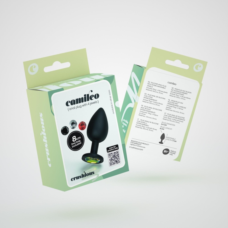 Analny plug Camileo Regular 8 cm z 4 wymiennymi kryształkami - 11