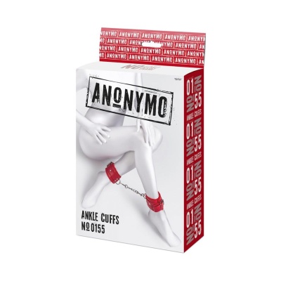 Anonymo handcuffs, PU leather, red, 27 cm - 1