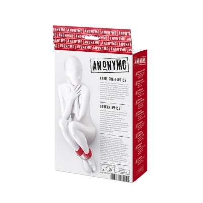 Anonymo handcuffs, PU leather, red, 27 cm - 1 2