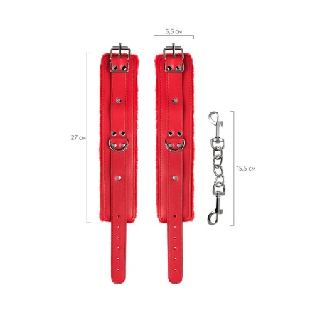 Anonymo handcuffs, PU leather, red, 27 cm - 9