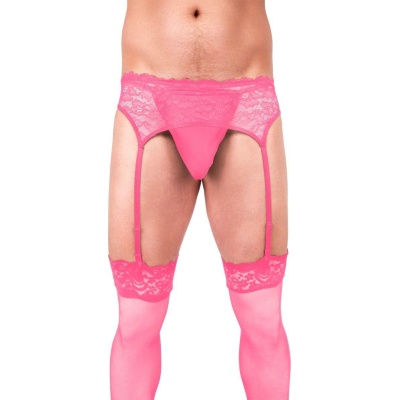 Prowler Pink Lace Garter Set Large - 1