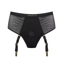 Harness Lingerie Idylle XL Black - majtki typu thong o wysokim stanie z silikonowym ringiem i 4 odpinanymi paskami do pończoch, - 1
