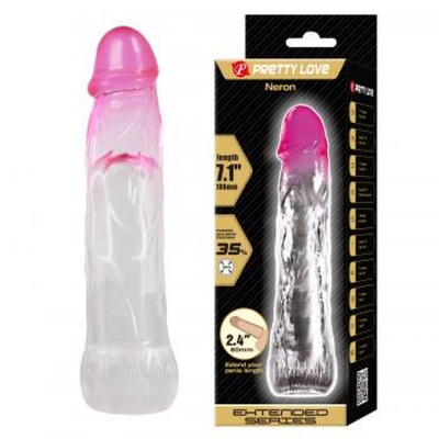 Przedłużacz penisa Neron 18 cm z żebrowanym trzonem - 1