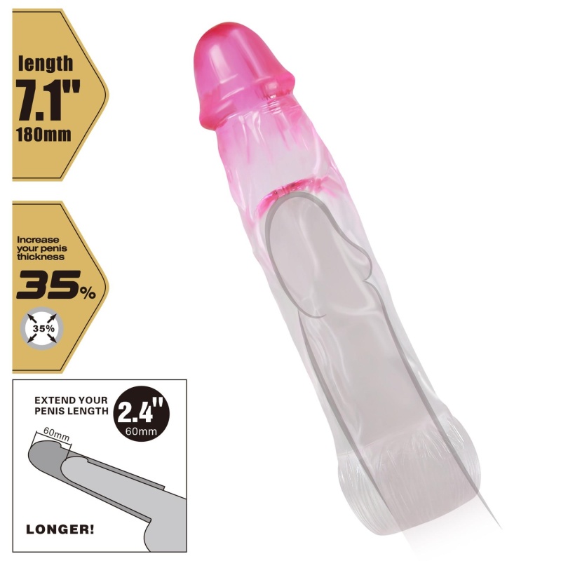 Przedłużacz penisa Neron 18 cm z żebrowanym trzonem - 2