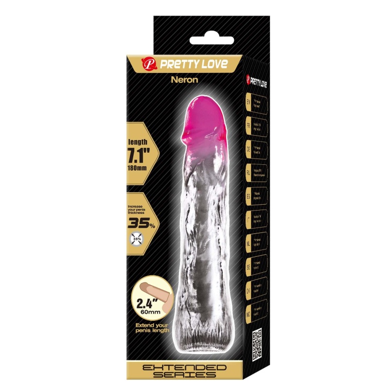 Przedłużacz penisa Neron 18 cm z żebrowanym trzonem - 7