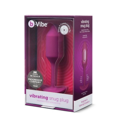 b-Vibe Vibrating Snug Plug 2 Rose - obciążony korek analny z wibracją, silikon medyczny, długość 12,4 cm - 1