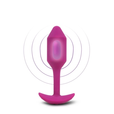 b-Vibe Vibrating Snug Plug 2 Rose - obciążony korek analny z wibracją, silikon medyczny, długość 12,4 cm - 1 2