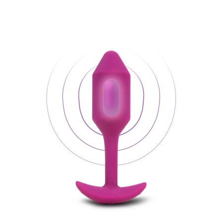b-Vibe Vibrating Snug Plug 2 Rose - obciążony korek analny z wibracją, silikon medyczny, długość 12,4 cm - 2