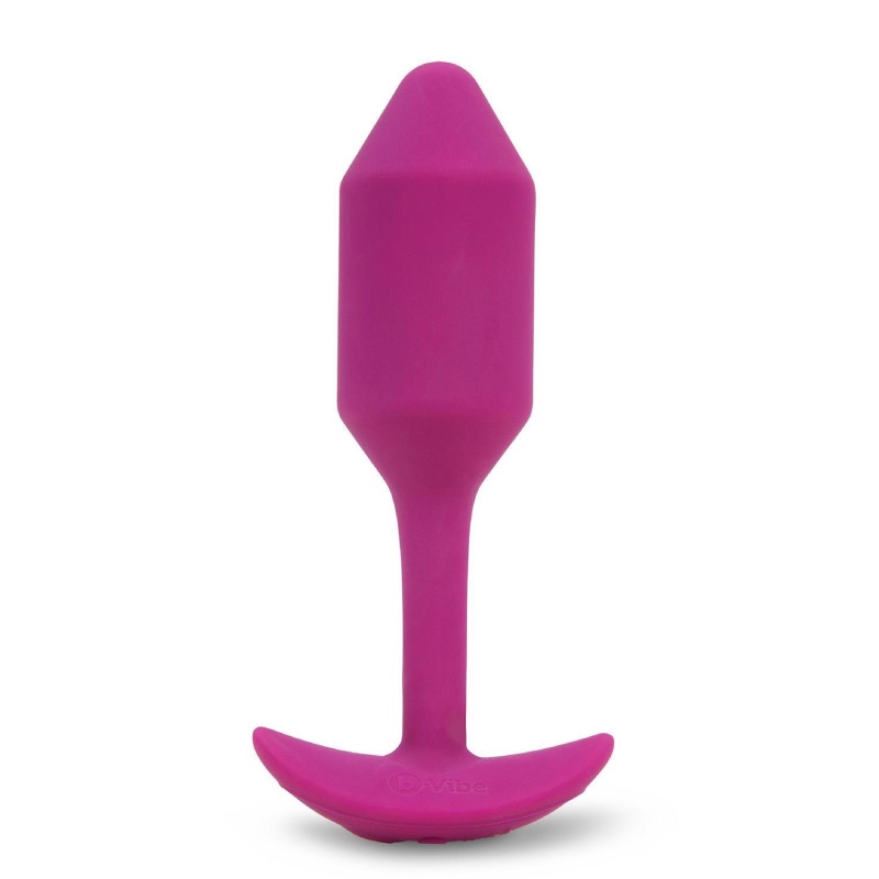 b-Vibe Vibrating Snug Plug 2 Rose - obciążony korek analny z wibracją, silikon medyczny, długość 12,4 cm - 4