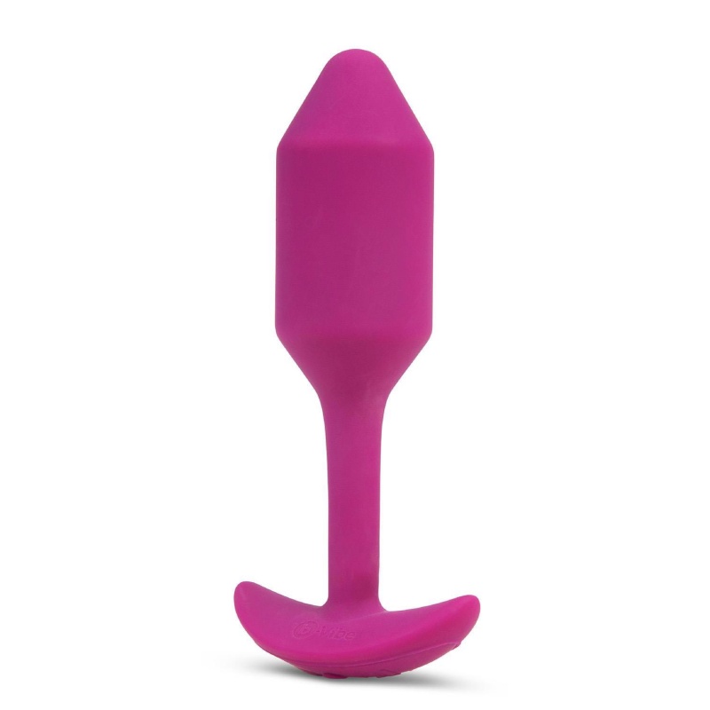 b-Vibe Vibrating Snug Plug 2 Rose - obciążony korek analny z wibracją, silikon medyczny, długość 12,4 cm - 5