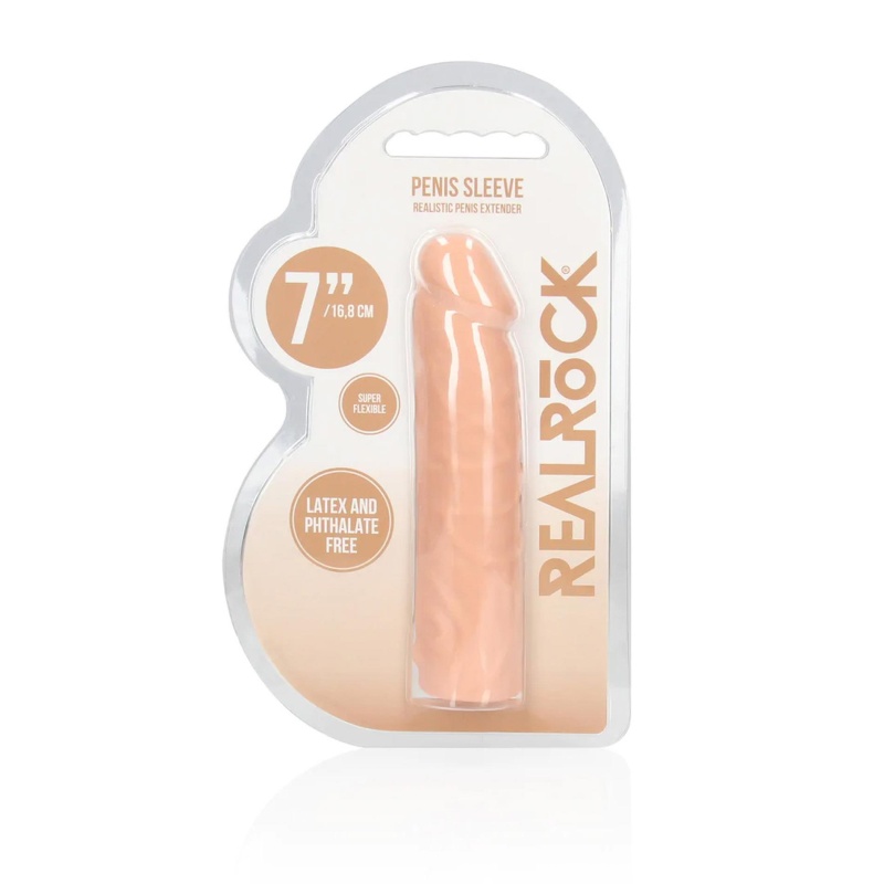 Penis Sheath RealRock z Skin TPE, teksturowana powłoka, 17 cm - 2