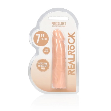 Penis Sheath RealRock z Skin TPE, teksturowana powłoka, 17 cm - 2