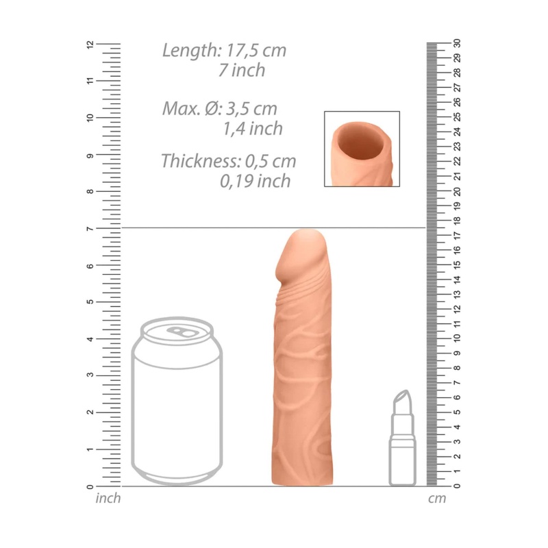 Penis Sheath RealRock z Skin TPE, teksturowana powłoka, 17 cm - 8