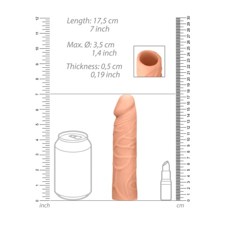 Penis Sheath RealRock z Skin TPE, teksturowana powłoka, 17 cm - 8