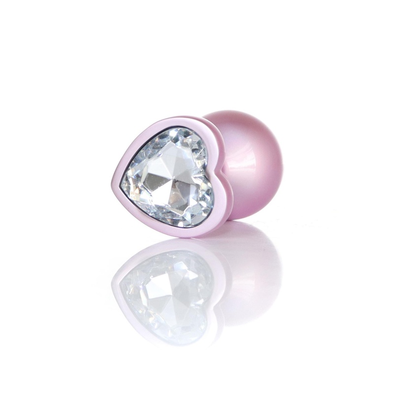 Plug-Jewellery Pearl Pink Heart PLUG- Clear M - 3