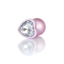 Plug-Jewellery Pearl Pink Heart PLUG- Clear M - 3