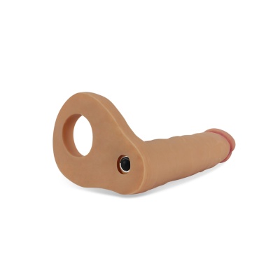 Wibrujący dildo analny z pierścieniem The Ultra Soft Double 16 cm Nude - 1 2