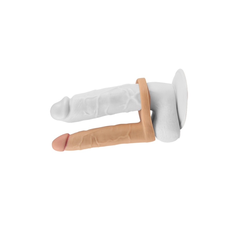 Wibrujący dildo analny z pierścieniem The Ultra Soft Double 16 cm Nude - 4