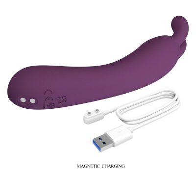 Wibrator DJ Rabbit BW-500087 — 10 funkcji wibracji, silikon, ładowanie magnetyczne USB, profil slim - 1 2