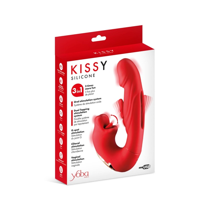 Wibrator króliczek Kissy 3-in-1 - potrójna stymulacja, 7 trybów, 17,6 cm - 2