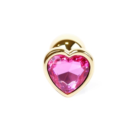Biżuteria analna (korek analny) Gold Heart PLUG Pink - stal nierdzewna, kryształowe serce, długość 7 cm, średnica 2,7 cm - 1