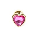 Biżuteria analna (korek analny) Gold Heart PLUG Pink - stal nierdzewna, kryształowe serce, długość 7 cm, średnica 2,7 cm - 1