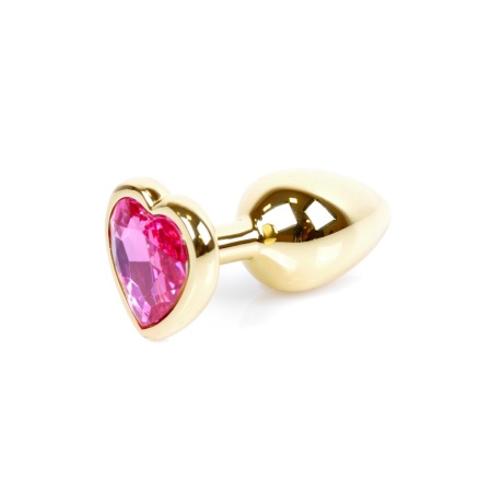 Biżuteria analna (korek analny) Gold Heart PLUG Pink - stal nierdzewna, kryształowe serce, długość 7 cm, średnica 2,7 cm - 6