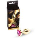 Biżuteria analna (korek analny) Gold Heart PLUG Pink - stal nierdzewna, kryształowe serce, długość 7 cm, średnica 2,7 cm - 7