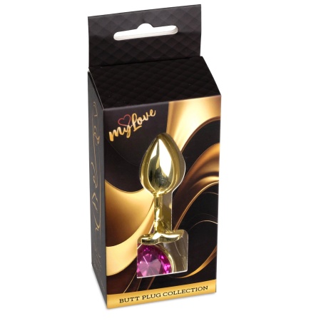 Biżuteria analna (korek analny) Gold Heart PLUG Pink - stal nierdzewna, kryształowe serce, długość 7 cm, średnica 2,7 cm - 8