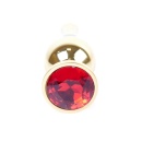 Biżuteria analna Jewellery Gold Butt Plug Red - stal nierdzewna, anatomiczny kształt z podstawą, długość 9,5 cm, średnica 3 cm - 1