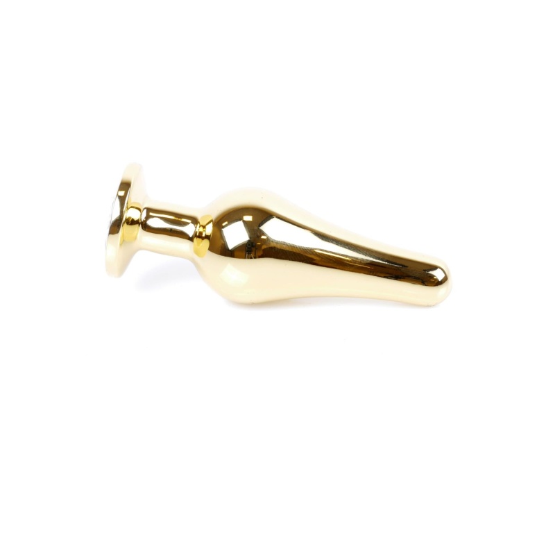 Biżuteria analna Jewellery Gold Butt Plug Red - stal nierdzewna, anatomiczny kształt z podstawą, długość 9,5 cm, średnica 3 cm - 4