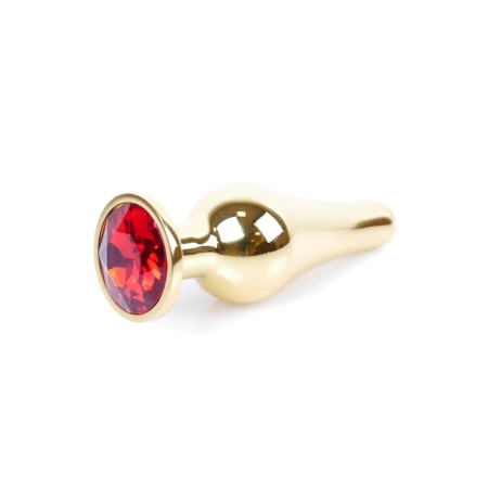 Biżuteria analna Jewellery Gold Butt Plug Red - stal nierdzewna, anatomiczny kształt z podstawą, długość 9,5 cm, średnica 3 cm - 7