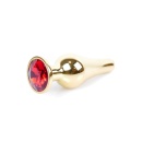 Biżuteria analna Jewellery Gold Butt Plug Red - stal nierdzewna, anatomiczny kształt z podstawą, długość 9,5 cm, średnica 3 cm - 7
