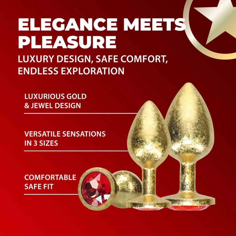 Milan Collection - Metal Anal Plug Set - Gold - 5
