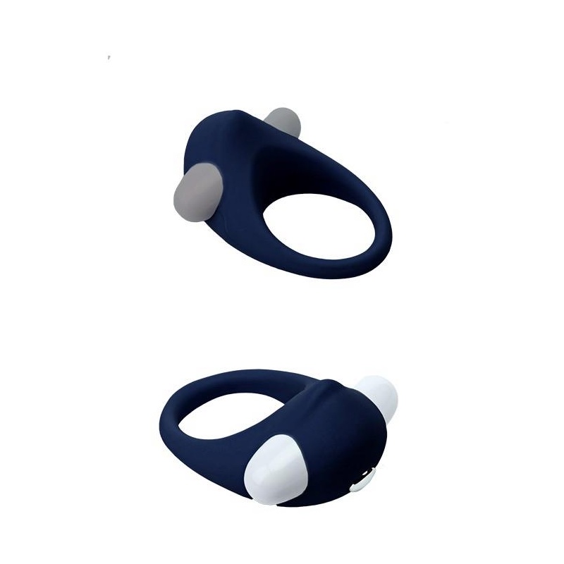Stimu Ring Blue - rozciągliwy silikonowy pierścień na penisa z pociskiem wibracyjnym, średnica wewnętrzna 2,7 cm - 2
