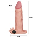 Przedłużacz penisa Pleasure X Tender z wibracją – 2 cale (5 cm) przedłużenia, kolor cielisty, TPE - 2